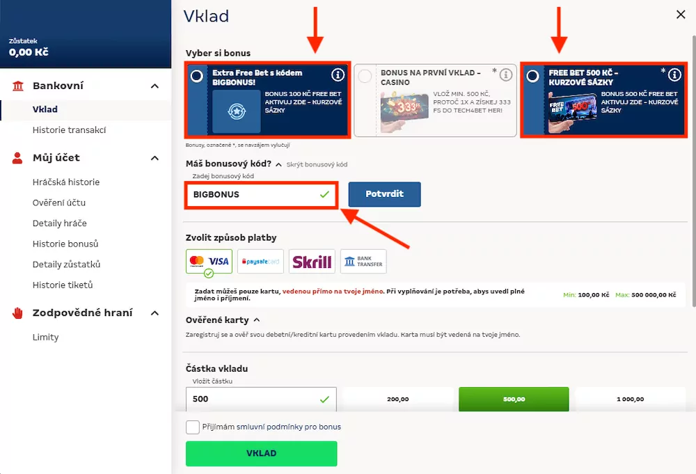 Aktivace unikátního Merkurxtip kódu