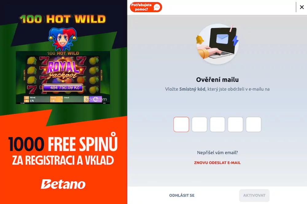 Betano ověření emailu