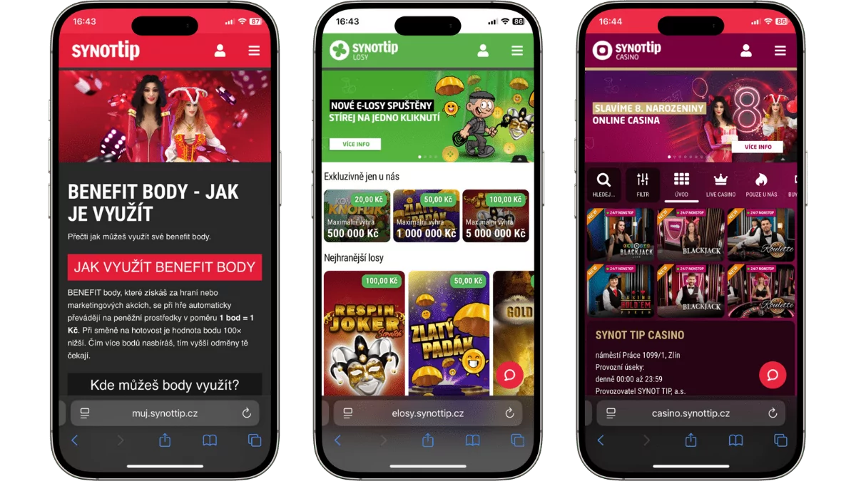 Bonusy a akce v aplikaci Synottip