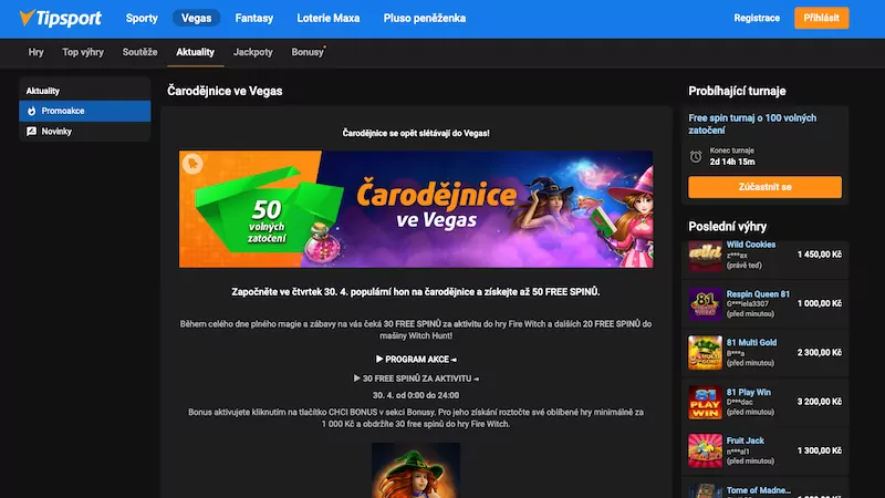 Čarodějnice v Tipsport Vegas