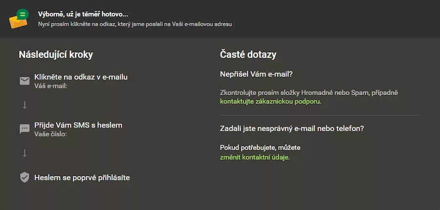 Chance potvrzení emailu