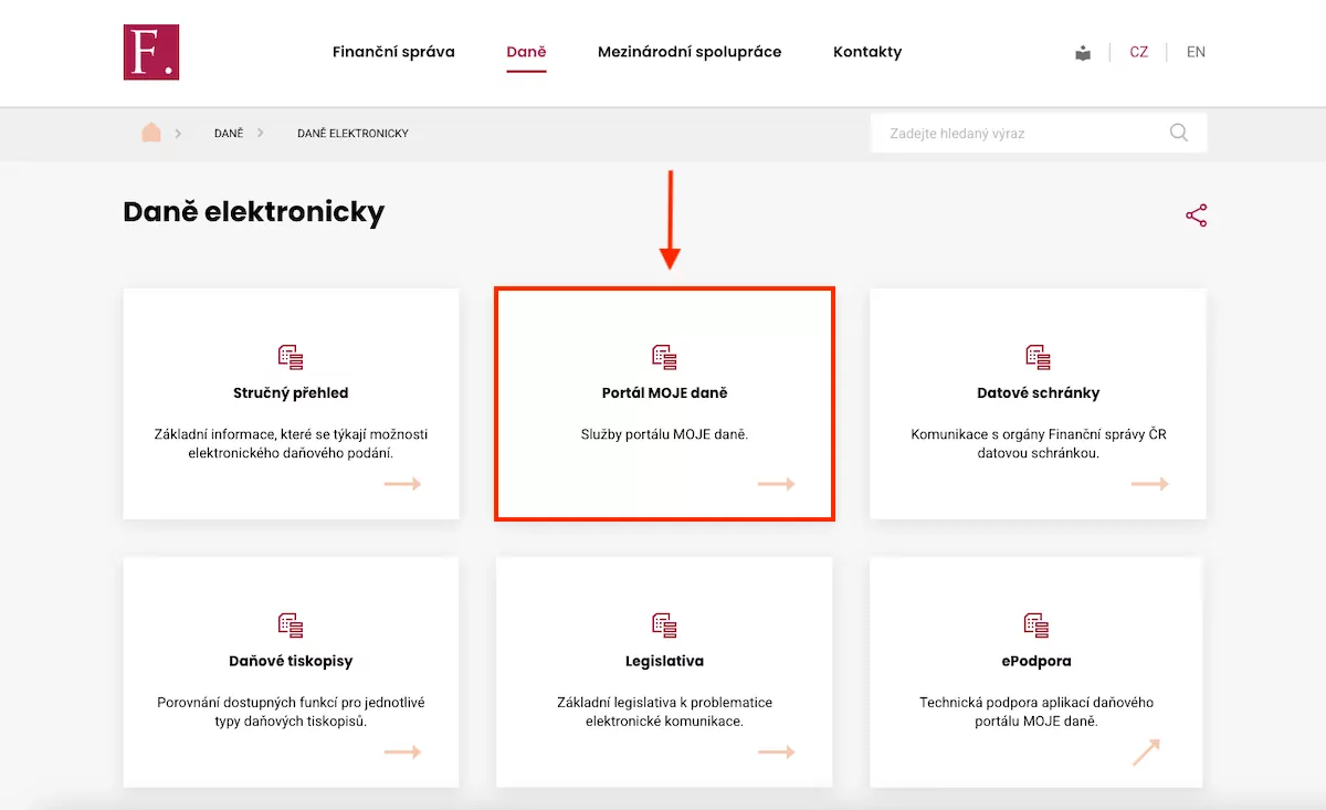 Elektronický portál Moje daně