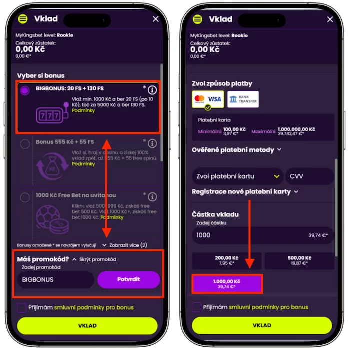 Exkluzivní Kingsbet bonus s kódem BIGBONUS