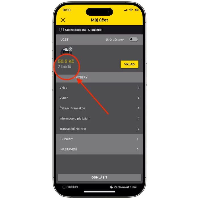 Fortuna bodové konto