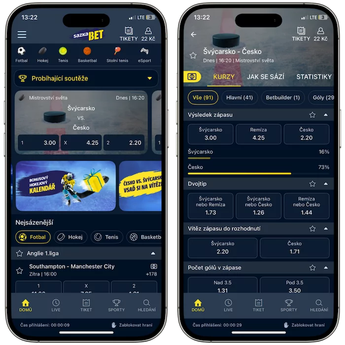 Funkce Sazkabet aplikace
