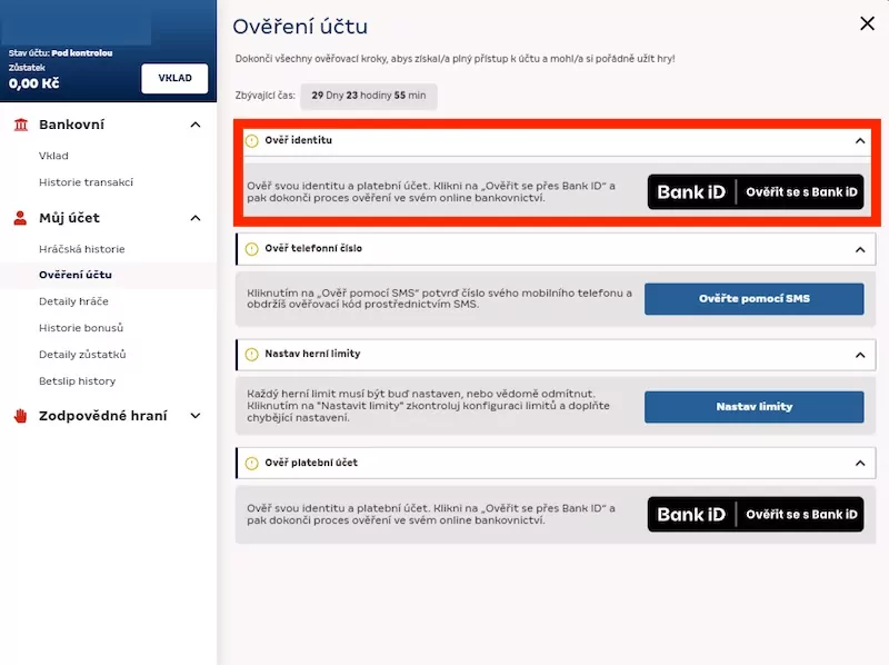 MerkurXtip ověření identity