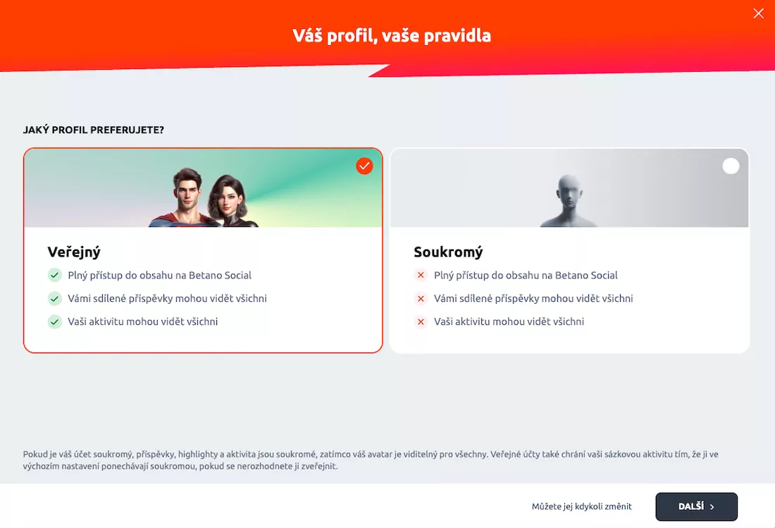 Nastavení pravidel v Betano Social