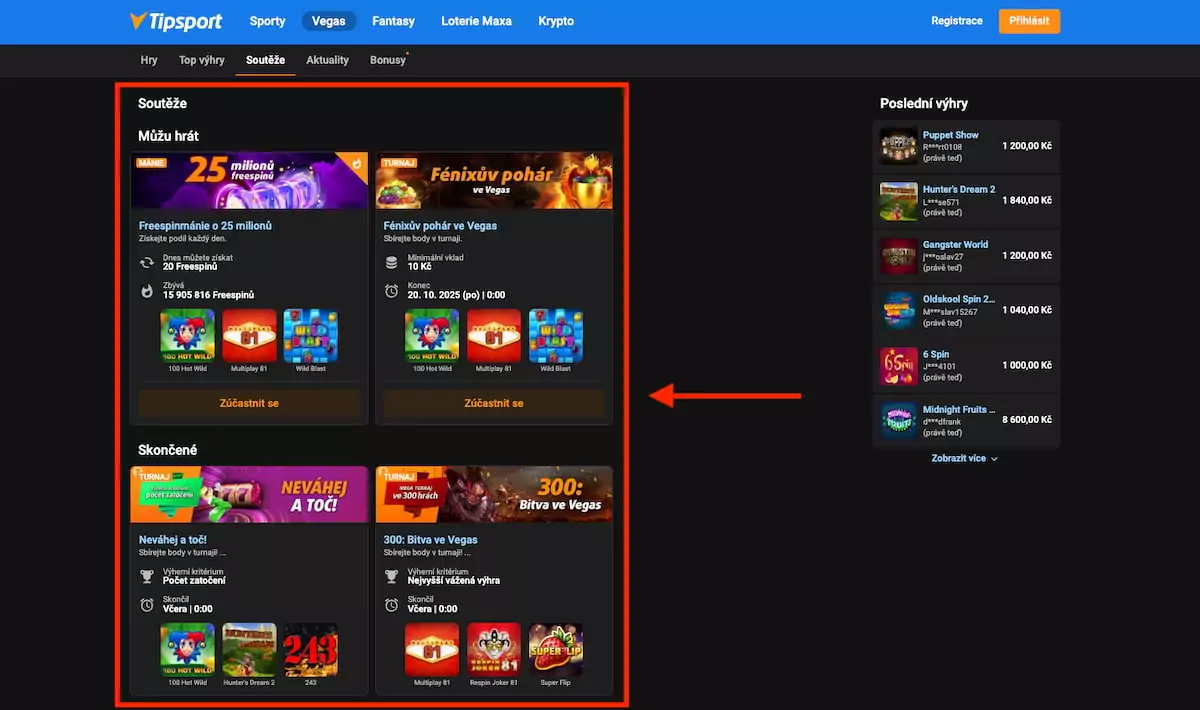 Pravidelné promo akce a turnaje u Tipsportu