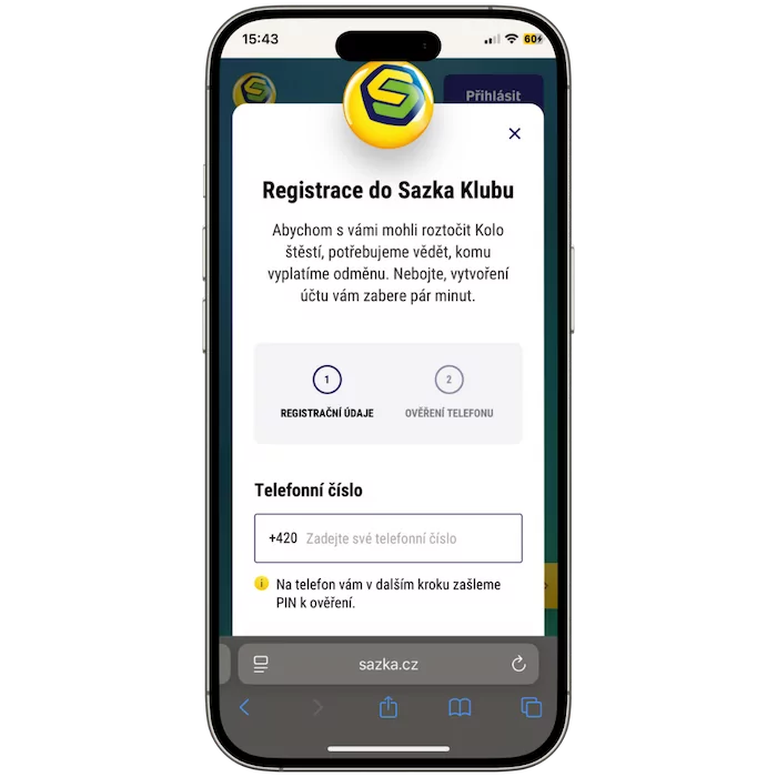 Registrace do Sazka klubu