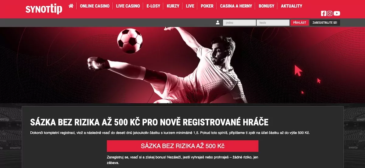 Sázka zdarma Synottip