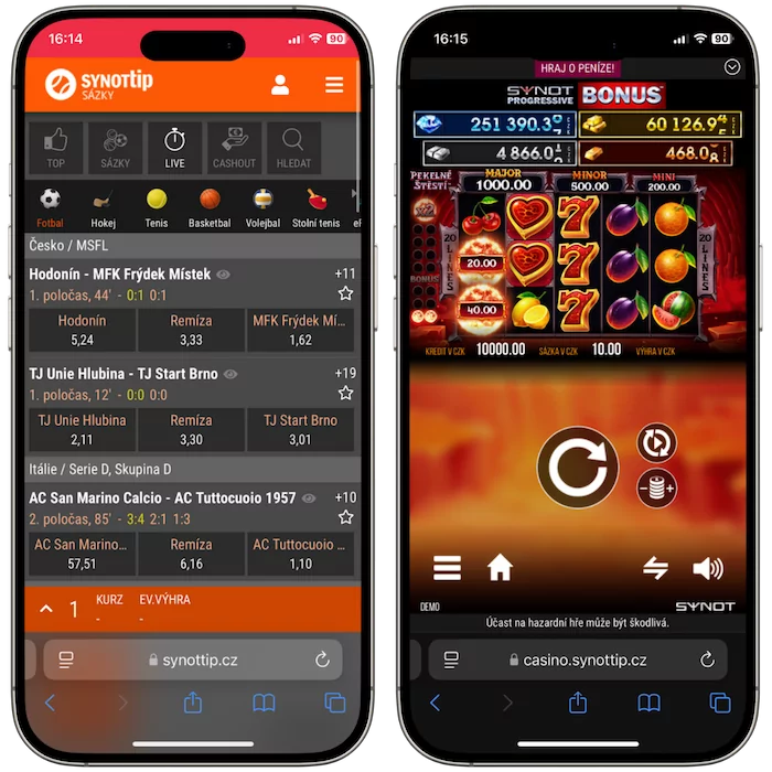 Synottip aplikace funkce