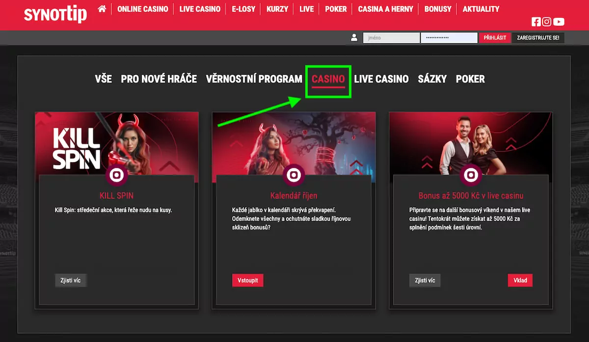 Synottip promo akce casino