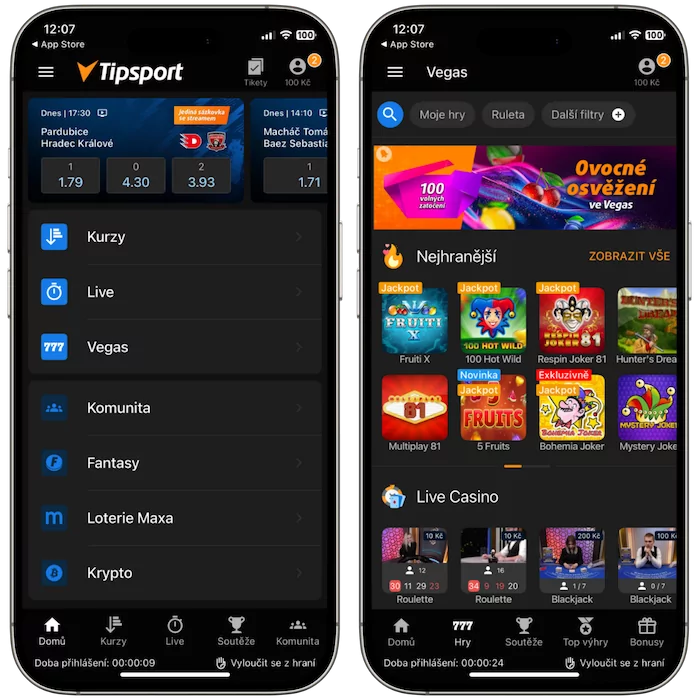 Tipsport mobilní aplikace