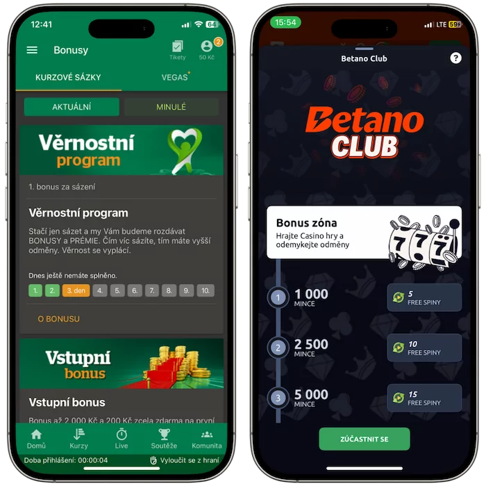 Věrnostní programy Chance a Betano