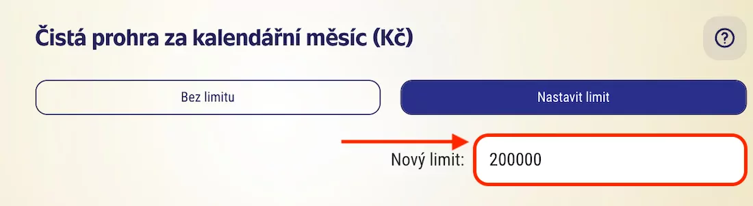 Zadejte konkrétní částku v herních limitech u Sazky