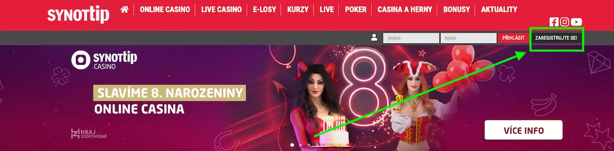 Kde najít registrační formulář Synottip