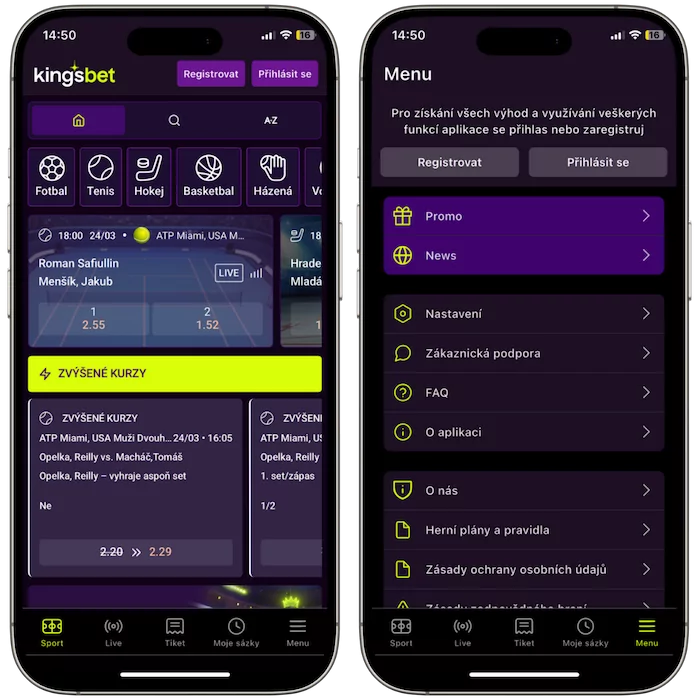 Kingsbet mobilní aplikace