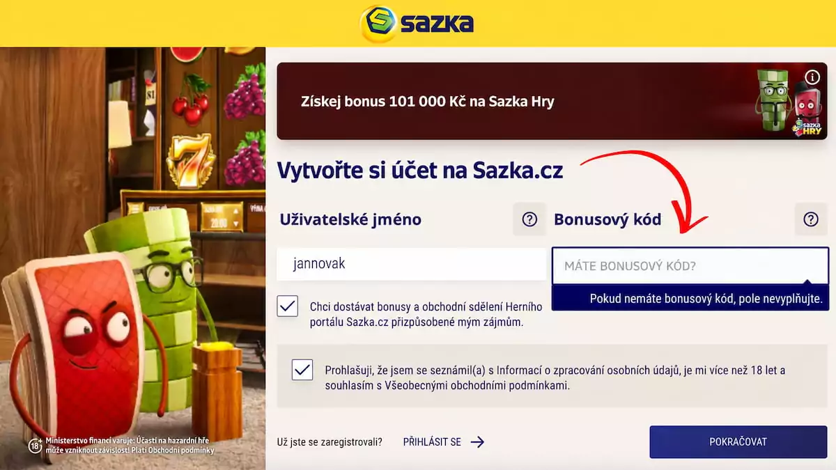 Sazka bonusový kód