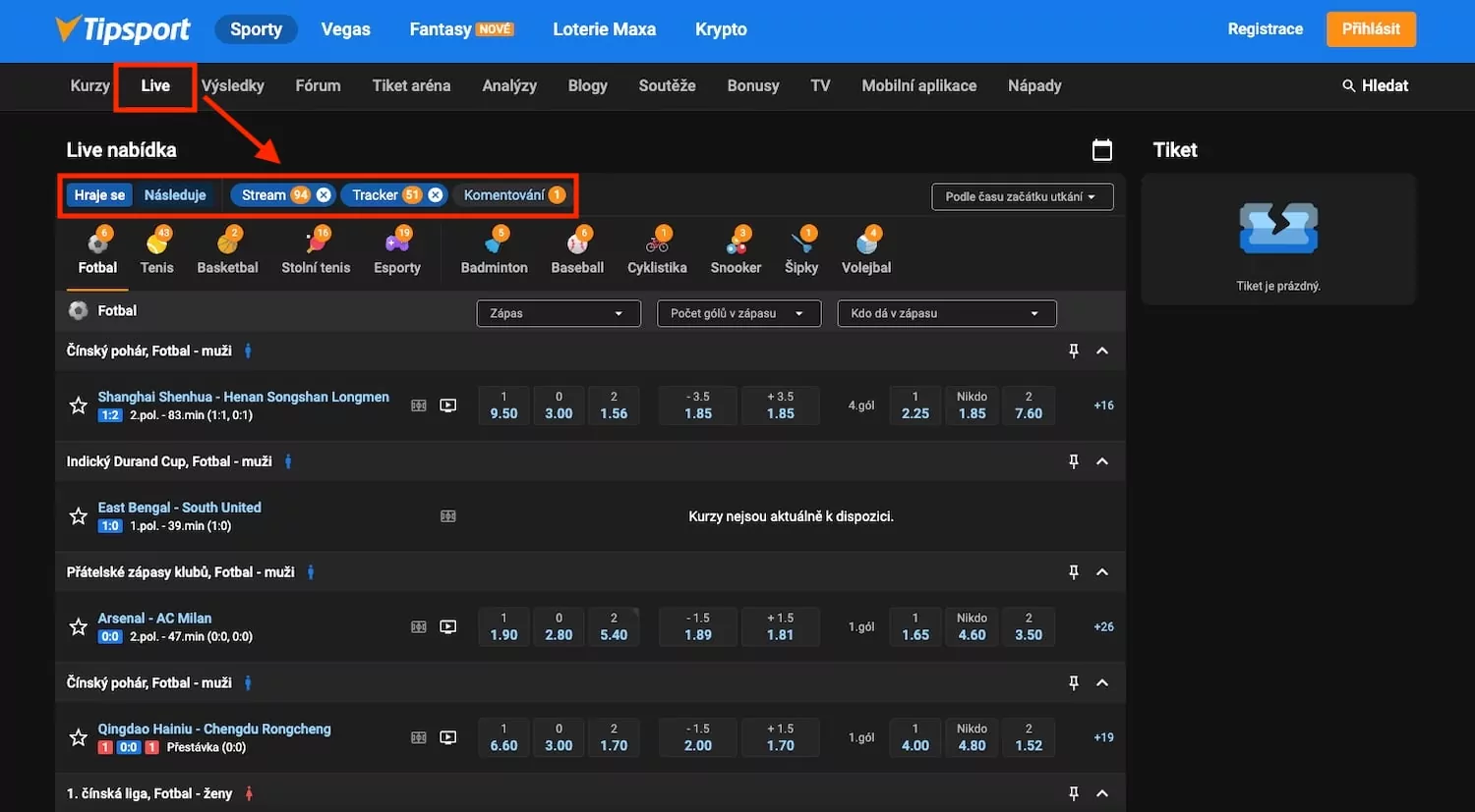 Tipsport živé přenosy